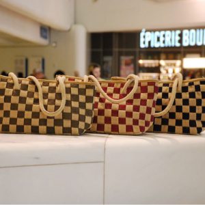 All Natural Jute Handmade Handbag Small Checkers Small Bag