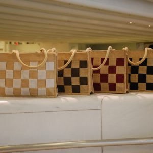 The “Jane” All Natural Jute Handmade Handbag Big Checkers