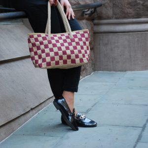 All Natural Jute Handmade Handbag Small Checkers Small Bag