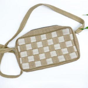 Mini Check Handmade Handbag in White