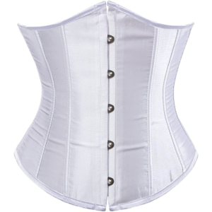 Satin Under Bust Corset Bustier Waist Training Cincher White