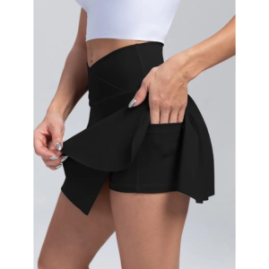 Black 2-in-1 Tennis Skirt W/ Shorts