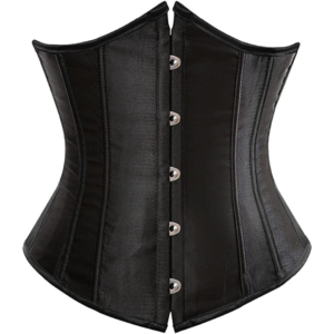 Satin Under Bust Corset Bustier Waist Training Cincher Black