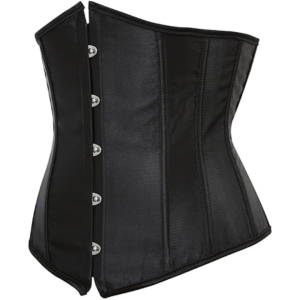Satin Under Bust Corset Bustier Waist Training Cincher Black